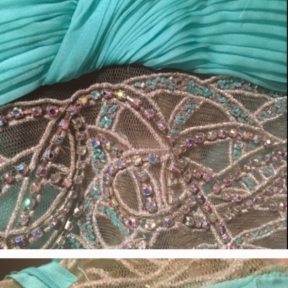 Feather Mint Formal Dress Mac Duggal Brand - Picture 3 of 4